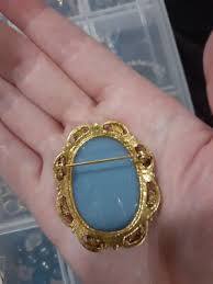 Blue And White Raised Cameo With Gold Toned Border | eBay