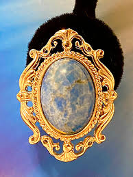 Vintage Turquoise Stone Oval Clip Earrings Ornate Bright Gold Tone Setting | eBay