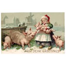 Similar Items to New Year Greetings Little Girl Holding ...
