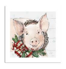 Christmas Pig Canvas Wall Art by Anne Tavoletti | iCanvas