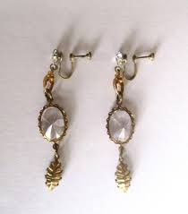 Pair of Vintage Crystal & Brass Screw-back Earrings - Etsy