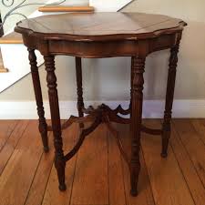Vintage Victorian Style 6 Leg Walnut Scalloped Edge Sided Table | Chairish