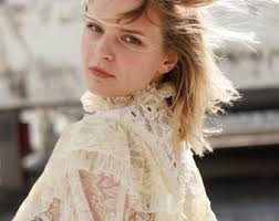 70s Light Beige Lace Victorian High Collar Blouse Vintage ...