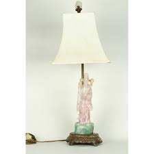 Guanyin Table Lamp 20th Century Chinese Carved Rose Quartz and Green F – DMND Limited