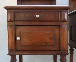 Pair of French Antique Night Stands or Bed Side Cabinets in Walnut and Marble at 1stDibs | antique nightstands, antique nightstands pair, antique night tables