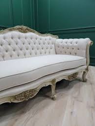 French Style Sofa / Stressed Aged Hand Carved Frame / Tufted ...