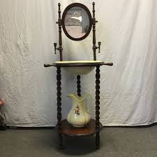 3pc Antique Victorian Solid Black Walnut Spindle Washstand ...