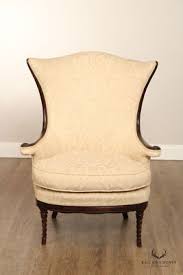 1940's Regency Style Mahogany Frame Damask Wing Chair | eBay