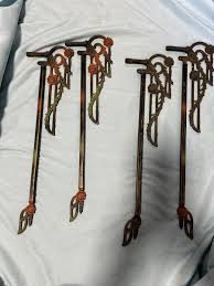ANTIQUE VICTORIAN ART DECO METAL CURTAIN SWING ARM TIE BACKS ...