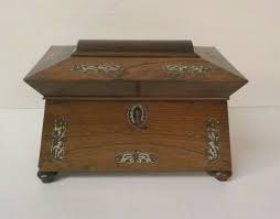 19th C. English Double Tea Caddy, Mother-of-Pearl Shell Inlaid Decoration | eBay