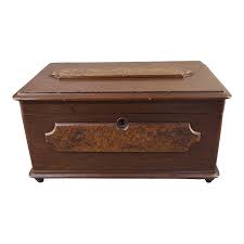 Antique Victorian Walnut Burl Wood Storage Box Removable Compartment Tray | Chairish