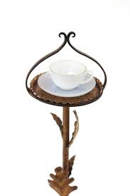 Spanish Foliage End Side Table / Floor Ashtray in Gilt Iron ...