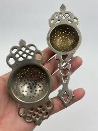 Set 2 Art Deco Rare Beautiful Vintage Tea Strainer Silver Plate On Brass | eBay