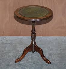 Vintage Green Leather with Gold Leaf Inlay Hardwood Tripod ...