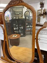 Vintage Tiger Oak Mirrored Vanity with Rotating Mirror ...