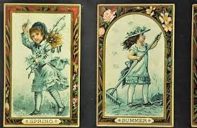 Four Seasons" Antique Colored Prints in frame 7 ½” x 14 ½” Each image 4” x 2 ¼” | eBay