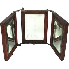 Antique Victorian Oak Tri-Fold Wall Vanity Barber Travel ...