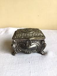 Vintage Silverplate Casket Floral Embossed Velvet Lined ...