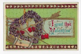 I greet thee Valentine Heart and Arrows Valetine's Day Postcard | eBay