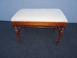 Vintage French Country Brown Bench w White Fabric | eBay