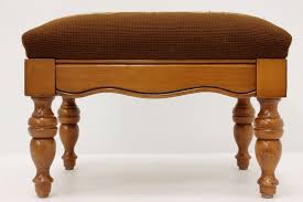 Farmhouse Vintage Maple Footstool, Handstitched Needlepoint