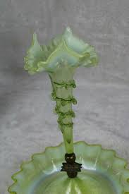 Rare 1950s Uranium Glass Centerpiece Vase pique fleur | FF ...