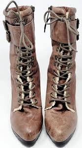 Aldo Womens EU39 Brown Leather Boots 4.5" Stiletto High Heel ...