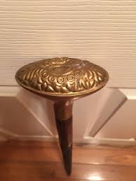 Vintage Pine Cone Carved Walking Cane Ornate Brass & Dark ...