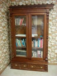 19TH C ANTIQUE VICTORIAN WALNUT DOUBLE DOOR BOOKCASE | eBay