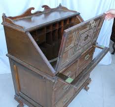 Antique Carved Oak Drop Front Desk – Original finish | eBay