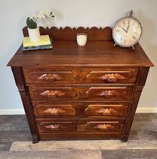 Late 1800s Antique Walnut 4-drawer Dresser | Carved Acorn ...