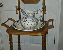 Antique Heatherstone England 1888 Floral Pitcher With Bowl Wash Basin Large Pink - Etsy India