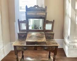 Reclaimed Wood Rustic Mirrored Entryway Hallway Console Table Antique Style Solid Wood Secretary Desk - Etsy