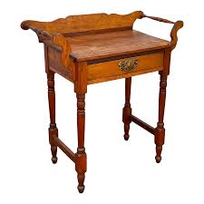 Antique Wood Washstand Side Table With Single Drawer | Chairish