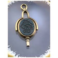Antique English 18K, Carnelian & Bloodstone Intaglio Watch Fob Key. For Sale at Ruby Lane