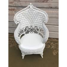 Antique Spade Back Wicker Rattan Accent Chair | Chairish