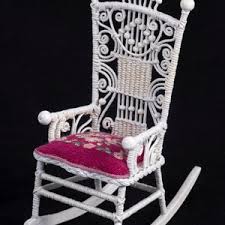 Dollhouse Miniature ~ Handmade Rhea Strange White Wicker Rocking Chair With Needlepoint - Etsy UK