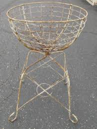 Antique Wire and Iron Garden Basket Shaped Plant Stand 29 ...
