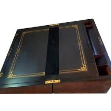 Antique Brass Bound Wooden Writing Slope With Hidden Drawers / Vintage Writing Box / Stationery Box With Leather Slope /desktop Writing Desk - Etsy Australia
