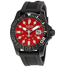 Swiss Army 241427 Men's Dive Master Red Dial Gunmetal Tone ...