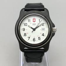 Vtg Swiss Army Victorinox Watch Unisex 34mm Black Leather ...