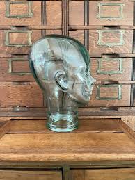 Glass Head, Glass Sculpture, Vintage Decor, Hat Display,skul ...