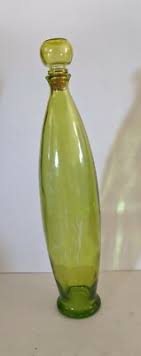 Vintage Green Glass Bottle with Cork & Glass Stopper 14" | eBay