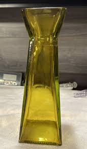 Vintage Glass Vase Greenish Yellow | eBay