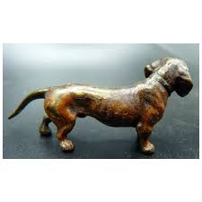 Antique Austrian Cold Painted Bronze Dachshund Dog Dollhouse ...