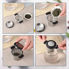 Prudiut 2 Pack Tea Strainers for Loose Tea Stainless Steel Tea Steeper Tea Infuser Fine Mesh Tea Diffuser with Large Capacity Tea Basket and Lid Fits for Cup: Buy Online at Best