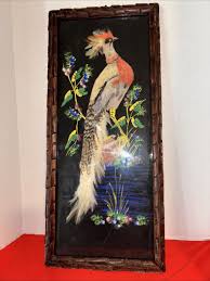VINTAGE Mexican Bird Feather Picture Feathercraft Art Hand ...