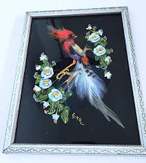 Vintage Feather Bird Paintings: Glen F. Bastion Folk Art ...