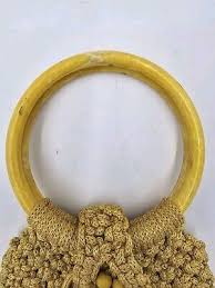 Handmade Macramé Yellow / Gold Handbag Lined Small Size | eBay