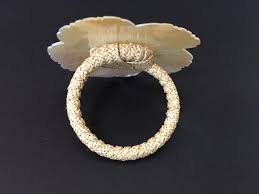 Handcrafted Six Napkin Rings in Natural Capiz Pearl Shell For Sale at 1stDibs